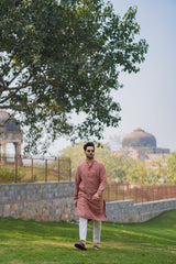 GULABI : Mangalgiri Mauve Knee-Length Kurta