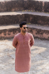 GULABI : Mangalgiri Mauve Knee-Length Kurta