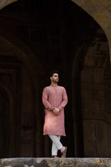 GULABI : Mangalgiri Mauve Knee-Length Kurta