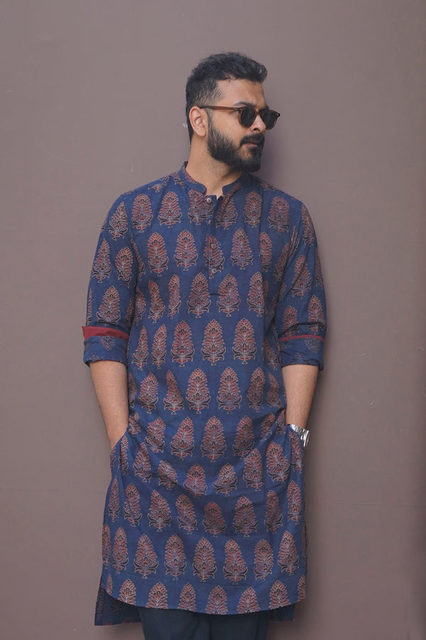 Kalash : Ajrak Blockprint Knee-Length Kurta