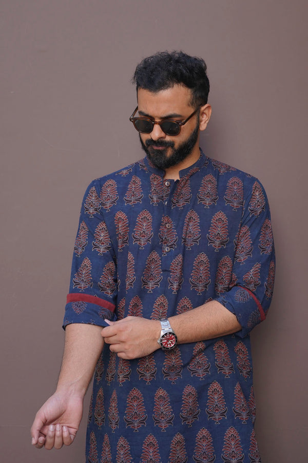 Kalash : Ajrak Blockprint Knee-Length Kurta