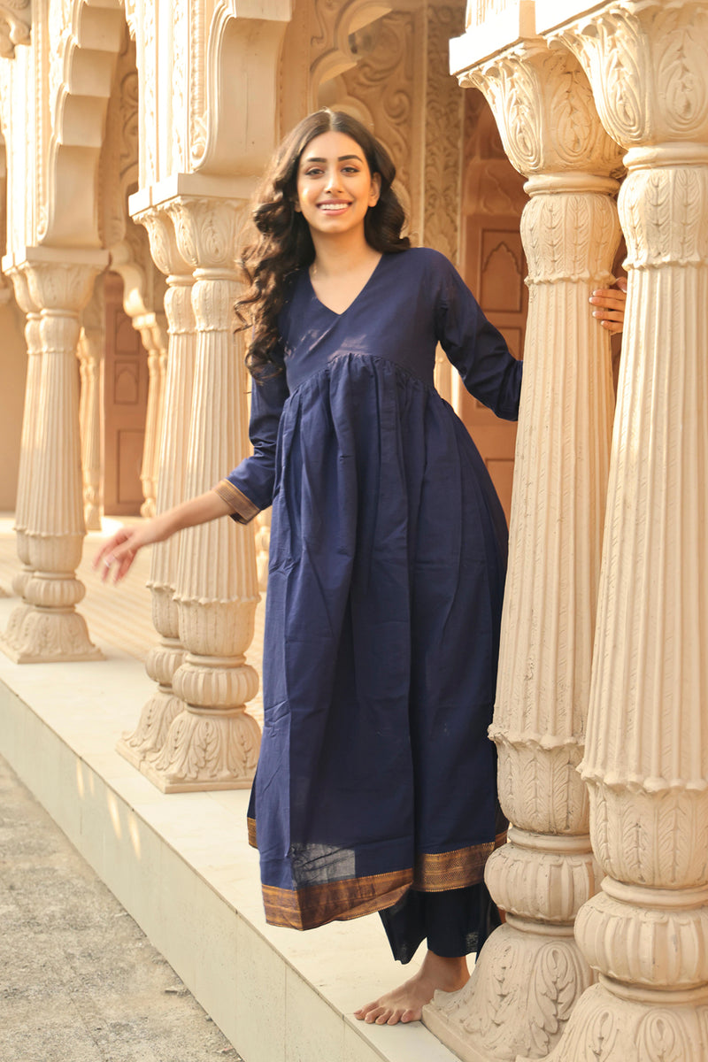 Leela Mangalgiri Deep Blue co-ord set