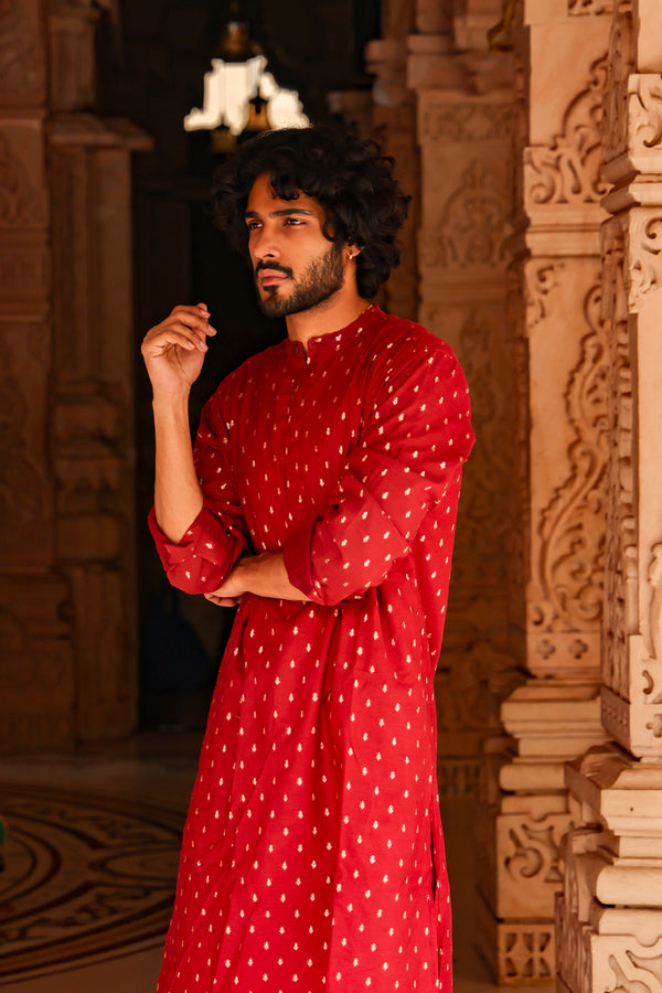 Mangal : Red Chanderi Kurta set