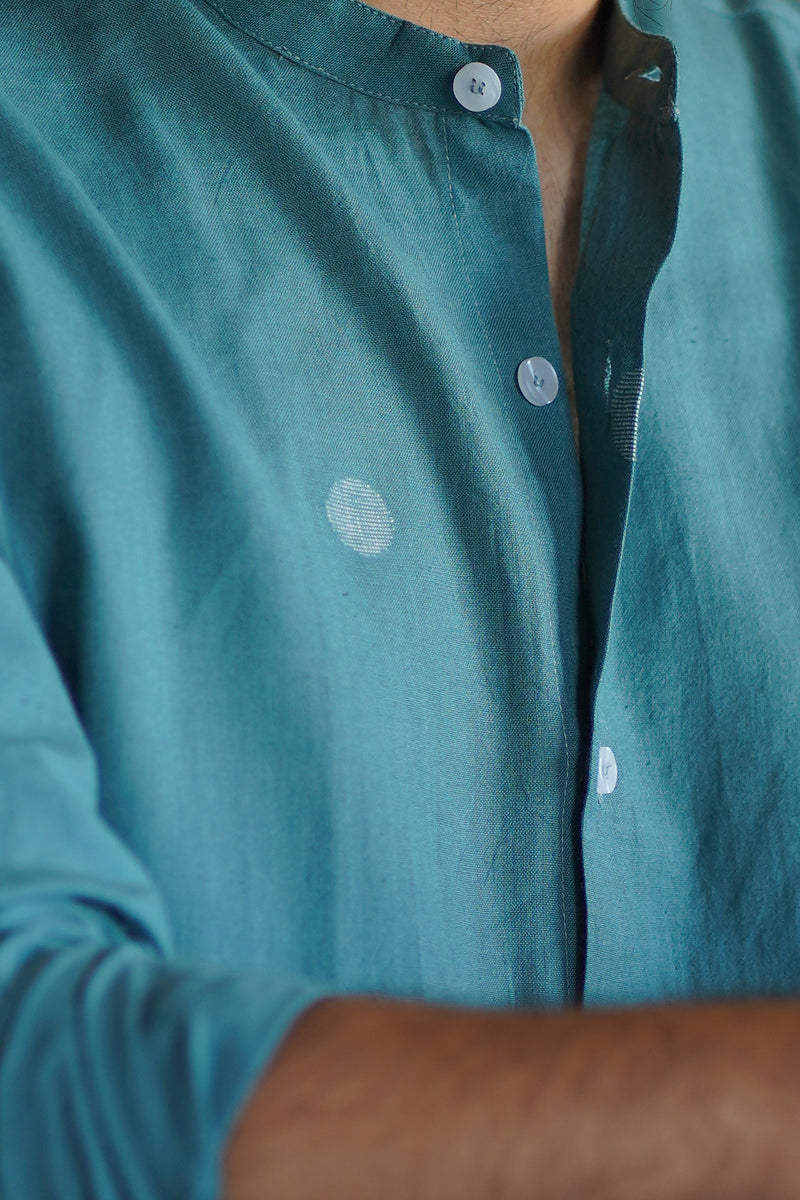 Tapas : Jamdani Teal Full-sleeve Shirt