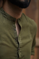 OLIVE : Deep Green Mul Mul Kurta