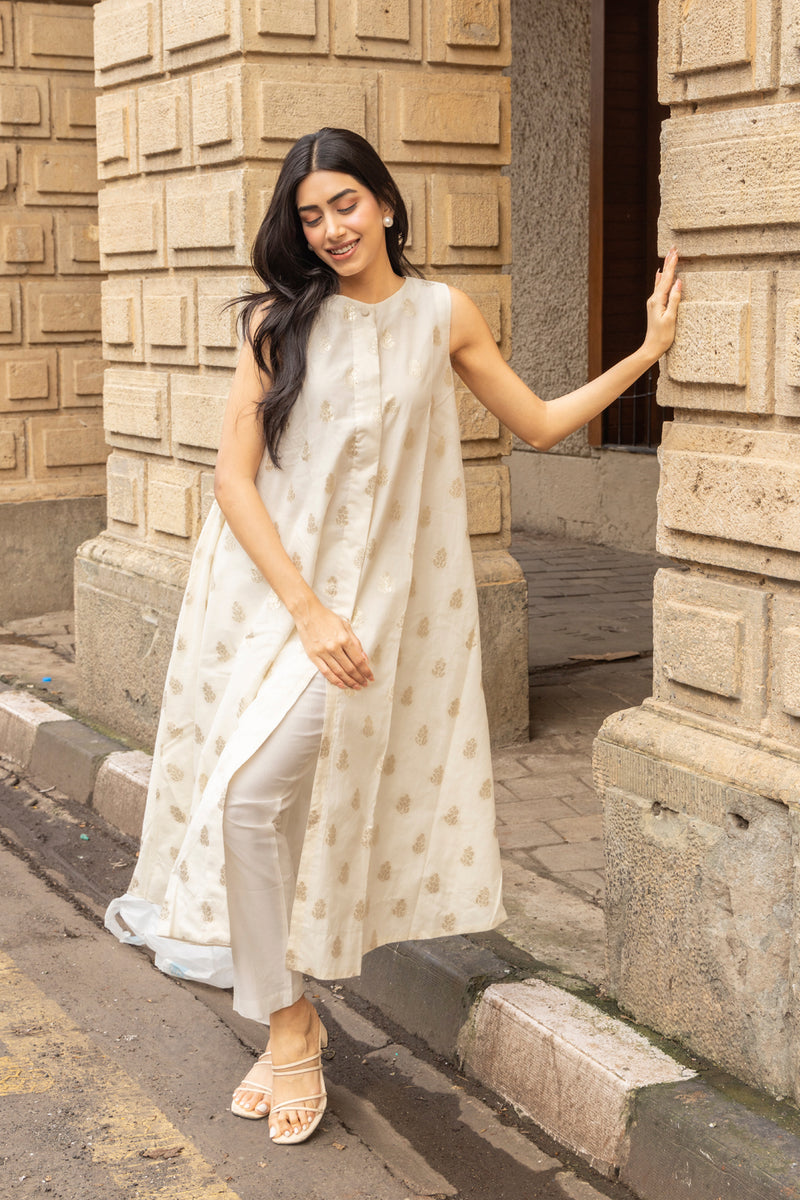 Paro Chanderi Cream Co-ord