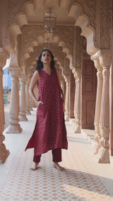 Radha Chanderi Deep Red Co-ord Set