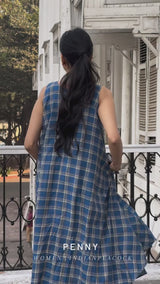 Penny Handwoven Cotton Blue Dress