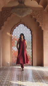 Radha Chanderi Deep Red Co-ord Set