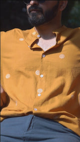 Ananta : Jamdani Mustard Half-sleeve Shirt