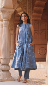 Ira Chanderi English blue Co-ord set