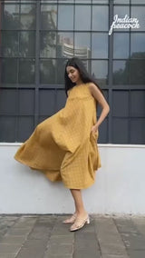 Phoebe Handwoven Cotton Pale Yellow Dress