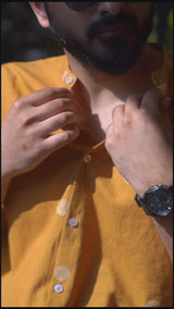 Ananta : Jamdani Mustard Half-sleeve Shirt