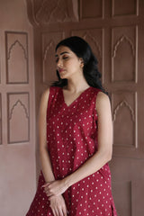 Radha Chanderi Deep Red Co-ord Set