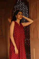 Radha Chanderi Deep Red Co-ord Set