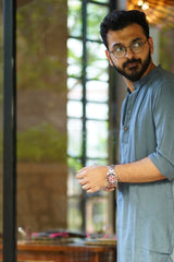 RIVER : English Blue Mul Mul Kurta