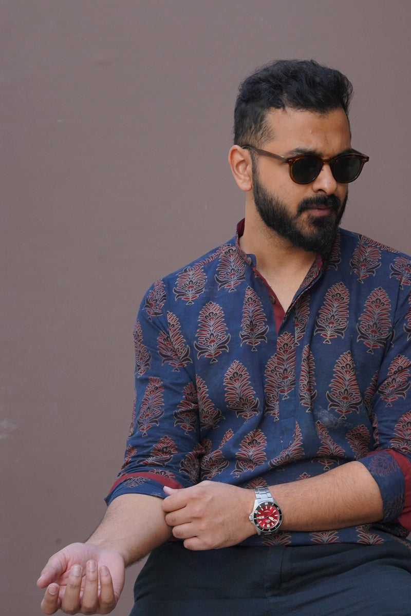 Toran : Ajrak Blockprint Short Kurta