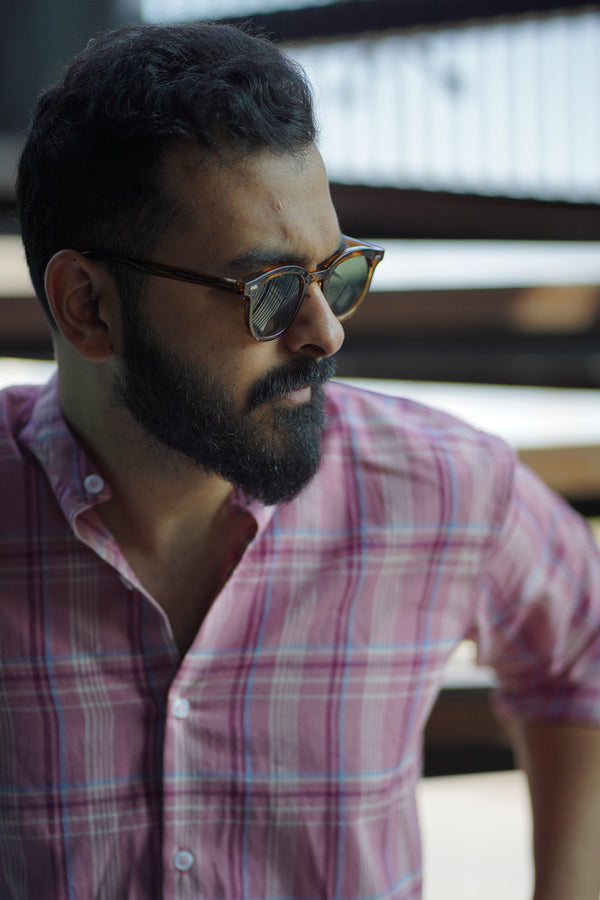 Wander : Handwoven Cotton Pink Checks Full-sleeve Shirt